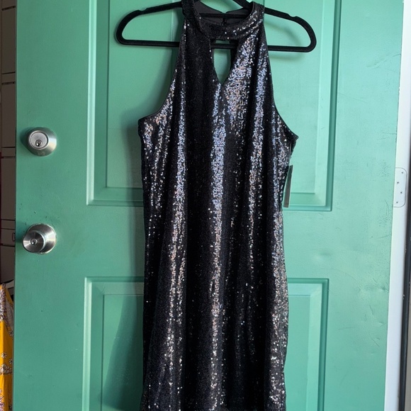 SD collection size 14 black sequin dress new NWT - Picture 2 of 7